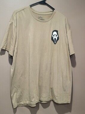 Ghostface "Let's Watch A Scary Movie" Tan Graphic Unisex Tshirt